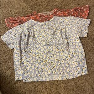 Zara Kids Floral Blouse - Blue and Coral / spring outfits